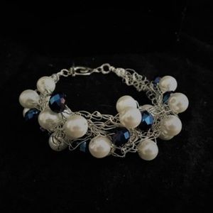 Wire Crochet Bracelet-Blue